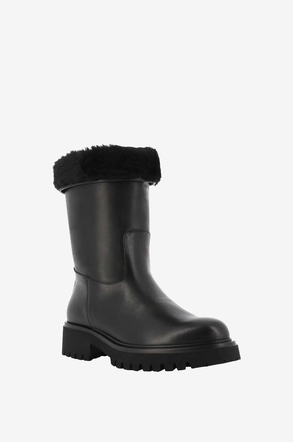 Wiki leather and shearling ankle boots